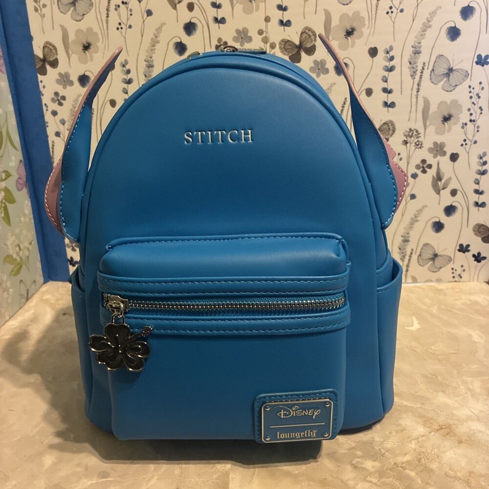 Loungefly Disney Lilo & Stitch Figural Mini Backpack 3D Ears Minimalist Blue